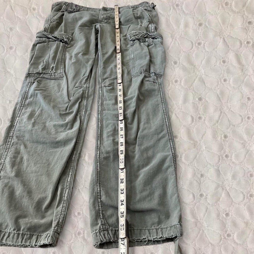 Old American green cargo pants with adjustable waist and ankles - Picture 4 of 8